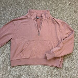 Aerie Pink Cropped Quarter Zip Sweatshirt